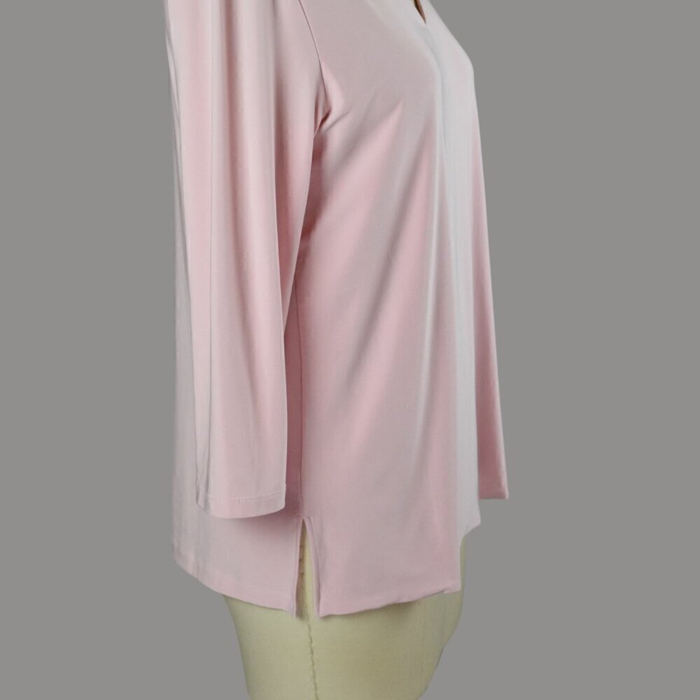 JEAN-PIERRE KLIFA LIGHT PINK V-NECK LONG SLEEVE TOP - Picture 3 of 6